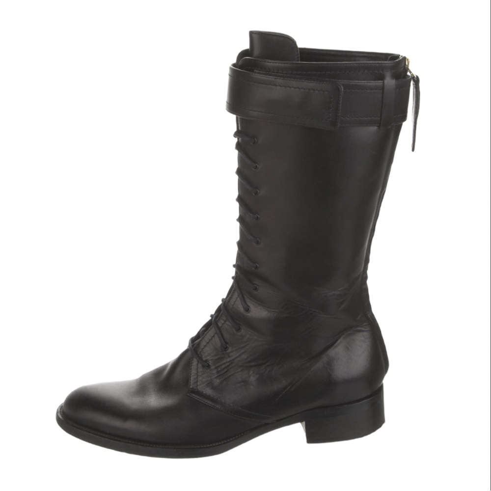 Tamara Mellon Leather Mid-Calf Combat Boots Size 10